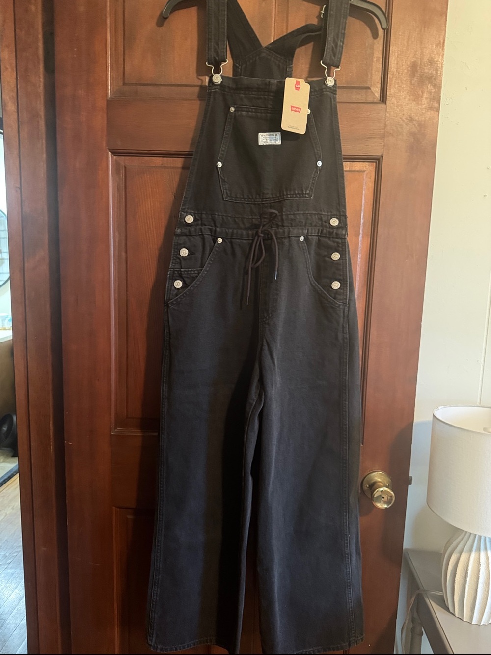 Levi's Black Wide-Leg Denim Overalls